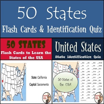 Preview of 50 States Flash Cards and 50 States Quiz Bundle