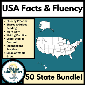 Preview of 50 States Fluency & Literacy Practice BUNDLE!!! - All States by Region