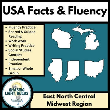 Preview of 50 States Fluency & Literacy Practice - East North Central Midwest Region