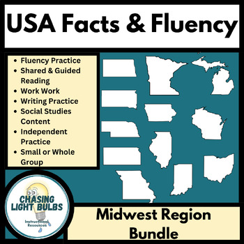 Preview of 50 States Fluency & Literacy Practice - Midwest Region Bundle