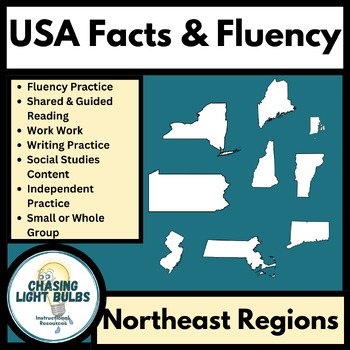 Preview of 50 States Fluency & Literacy Practice - Northeast Regions