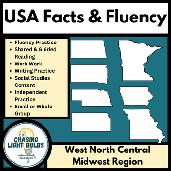 Preview of 50 States Fluency & Literacy Practice - West North Central Midwest Region