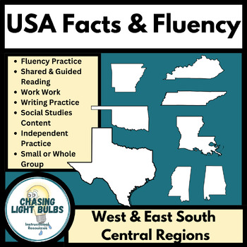 Preview of 50 States Fluency & Literacy Practice - West and East South Central Regions