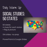 50 States Geography Warm Up- Google Slides Ready for Dista