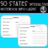 50 States Information/Notebook Cards for Interactive Notebooks