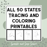 50 States Letter Simple Tracing and Coloring Printable Pages