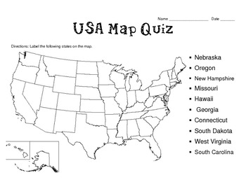 Preview of 50 States Map Quiz (8 versions