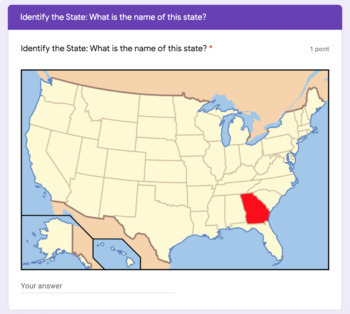 50 States Map Quiz Google Classroom Form By Teaching With Some Sasse