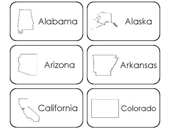 Preview of 50 States Printable Flashcards. US Geography.