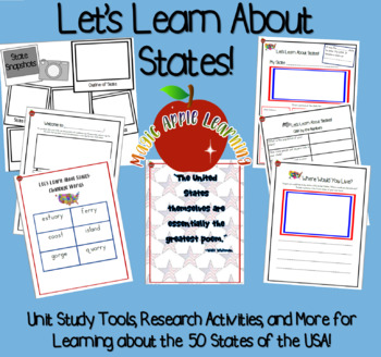 Preview of Learn About The 50 States with Organizers, Research Tools, Writing, and Projects