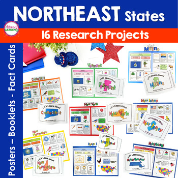 Preview of NORTHEAST REGION - 16 US States Research Projects - US State History & Symbols