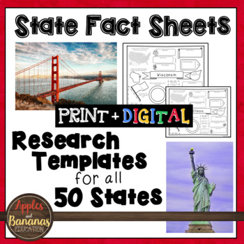 Preview of 50 States Fact Sheets: Templates for all 50 States w/Answer Keys