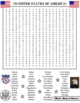Preview of 50 States Word Search Puzzle