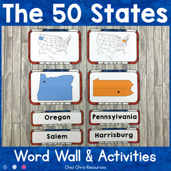 Preview of 50 States Word Wall Words and Activities