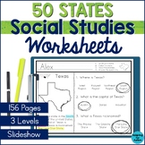 50 States Worksheets - Social Studies Special Education an