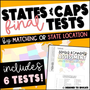 Preview of 50 States and Capitals Assessments and Quizzes by Matching or Location