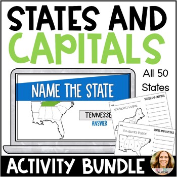 Preview of 50 States and Capitals Game and Printables - PowerPoint and Google Slides