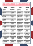 50 States and Capitals Handout