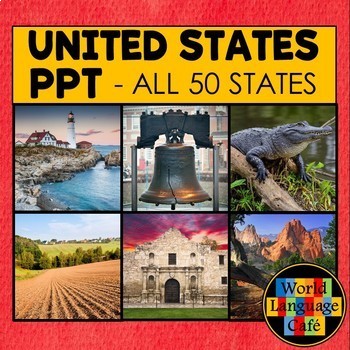 Preview of 50 STATES AND CAPITALS POWERPOINT ⭐ Regions Photos ⭐ United States Google Slides
