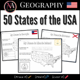 50 States of the USA Activity Bundle (Map and Flags)
