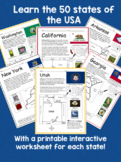 50 States of the USA Introductory Worksheets Bundle