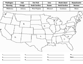 50 States Quiz 7 By Rocco Williams Teachers Pay Teachers