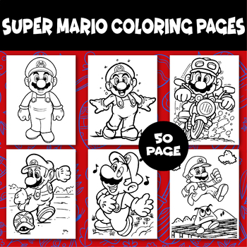 Preview of 50 Super Mario Coloring Pages With Beautiful Pattern