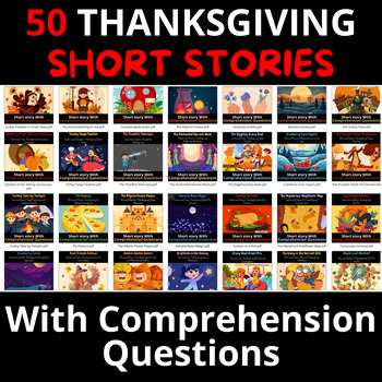Preview of 50 Thanksgiving Short Stories With Comprehension Questions