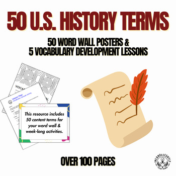 Preview of 50 U.S. History Word Wall Posters & 5 Vocabulary Building Lesson Plans