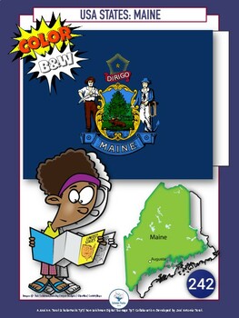 Preview of 50 U.S. States: MAINE. BIG Packet. Flash Cards / Hexagonal cards. Color / BW