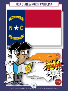 Preview of 50 U.S. States. NORTH CAROLINA. BIG Packet. Flash Cards / Hexagonal Cards. C-B&W