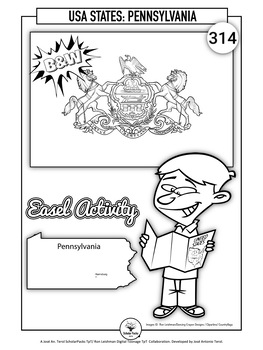 Preview of 50 U.S. States. PENNSYLVANIA. Flash Cards. B&W version