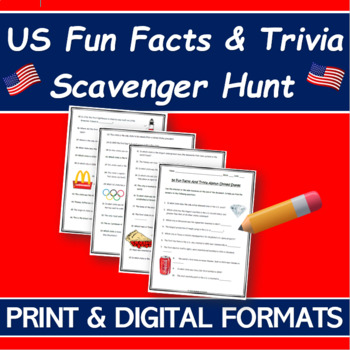Preview of 50 US FUN FACTS & TRIVIA SCAVENGER HUNT | WebQuest