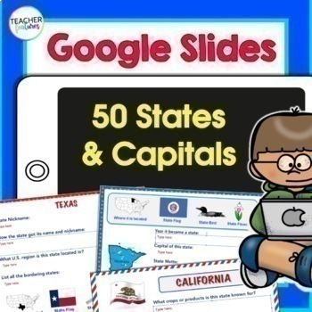 Preview of 50 US STATES 2nd 3rd Grade RESEARCH PROJECT & GRAPHIC ORGANIZERS Google Slides