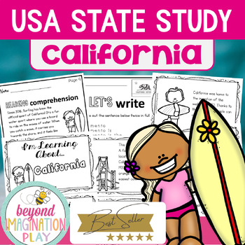Preview of 50 US States - California State Study - Fun Facts, Flag, Map