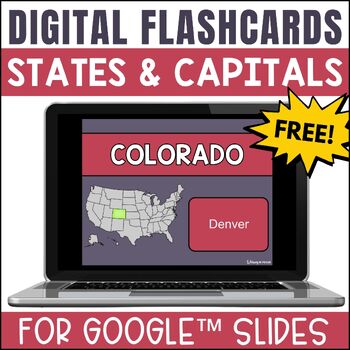 Preview of 50 US States & Capitals Digital Flashcards Activity | FREE