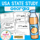 50 US States - Georgia State Study - Fun Facts, Flag, Map 