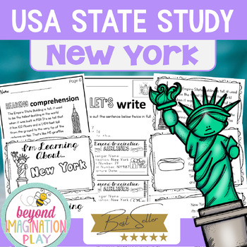 Preview of 50 US States - New York State Study - Fun Facts, Flag, Map