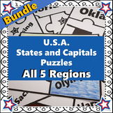 50 US States Puzzles - States and Capitals for all 5 Regions