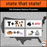 50 US States Rebus Word Puzzles: Brain Break Language Game
