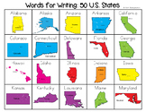 50 US States Word List - Writing Center