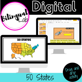Preview of 50 US States- drag and drop activity for Google Classroom -Digital