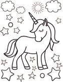 50 Unicorn Coloring Pages, Printable, Instant Download, 50
