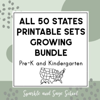 Preview of 50 United States Growing Bundle Printable Coloring and Letter Tracing Pages