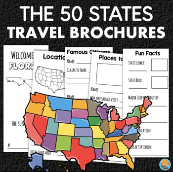 Preview of 50 United States Trifold Travel Brochure Project Geography Research Activity