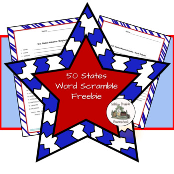 Preview of 50 United States Word Scramble Freebie Remote Distance Learning