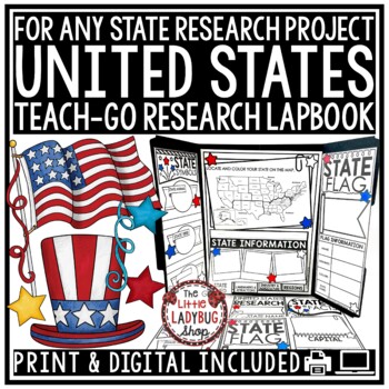 Preview of 50 United States and Capitals Research Project US America History State Report