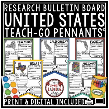 Preview of US United States and Capitals Report Research End of Year Project Bulletin Board