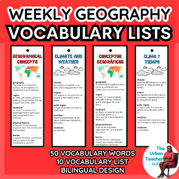Preview of 10 Vocabulary List for Middle School Geography and Social Studies