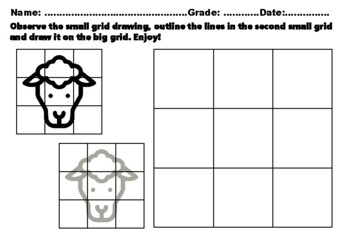Preview of 50 Wildlife Easy Grid Drawing Activities, Math.Content.7.G.A.1 Scale Drawings